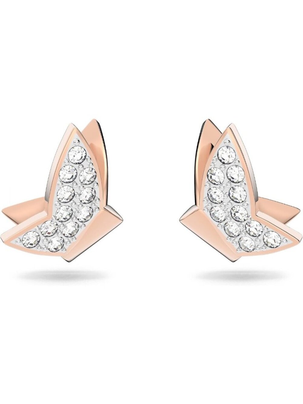 Elegant Butterfly Stud Earrings in White & Rose Gold Tone - Chic Accessory